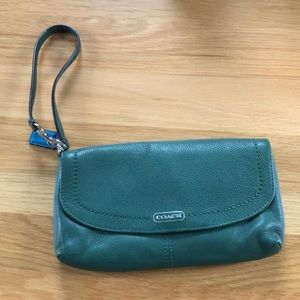 Coach green wristlet wallet